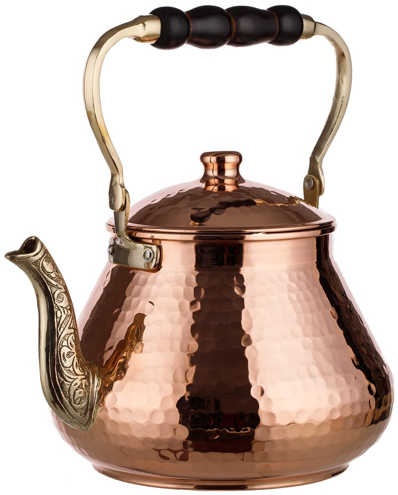 DEMMEX Large Copper Teapot, 1mm Thick, Hammered, Handcrafted in Turkey, 3 Quarts (2.8L) - Image 1